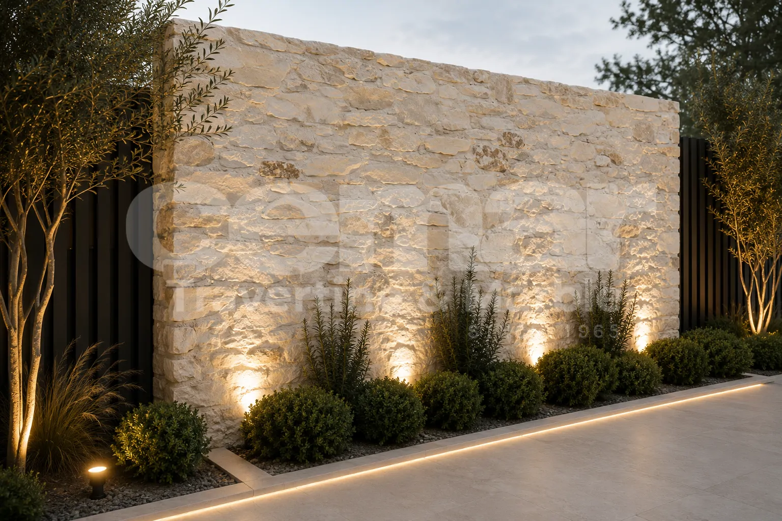 Application de mur extérieur en travertin Onyx Rock Face