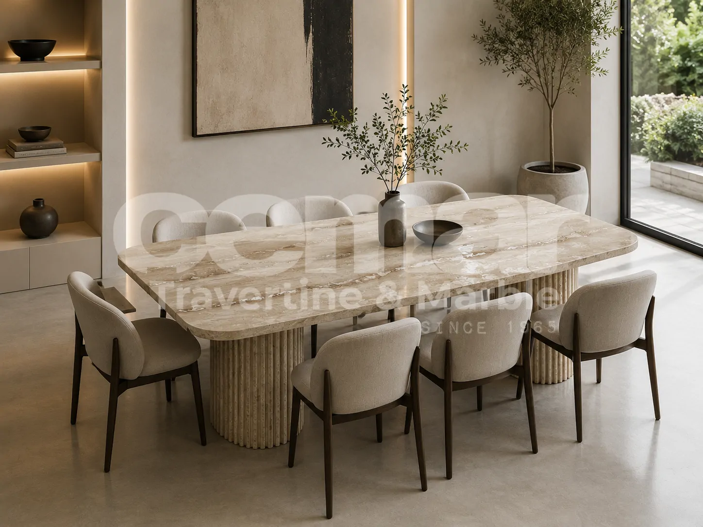 Lume Travertine Table