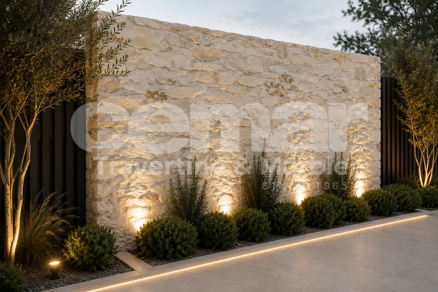 Onyx Rock Face Traverten dış cephe duvar uygulaması