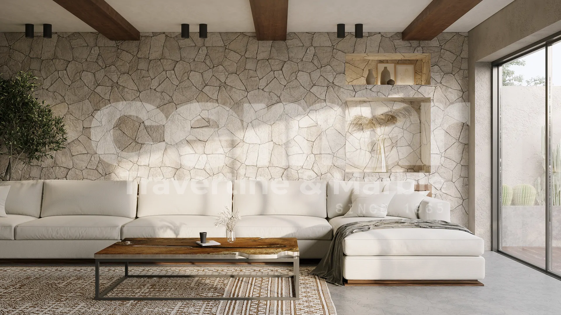 Antique Rock Face Travertine