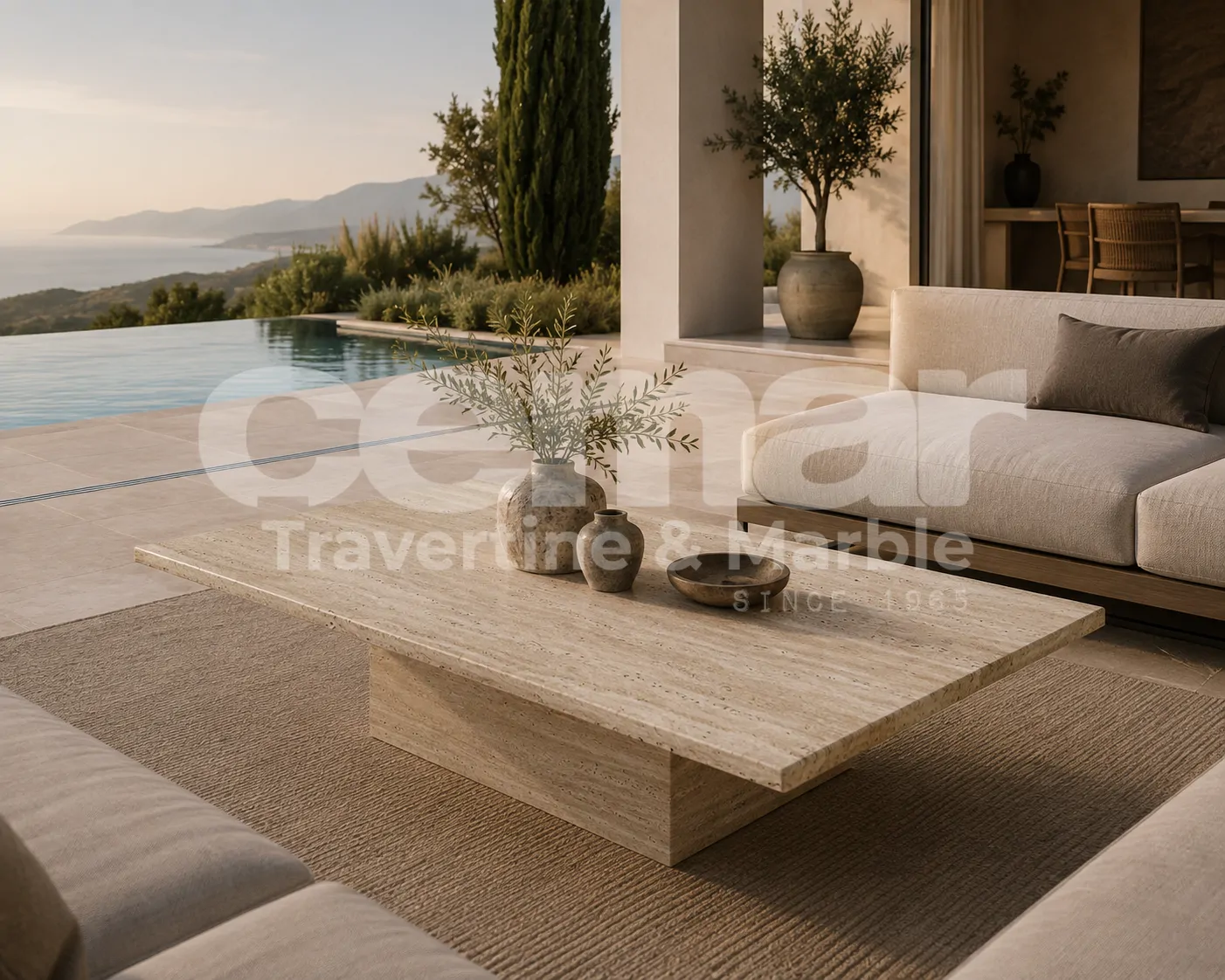Laurel Travertine Table