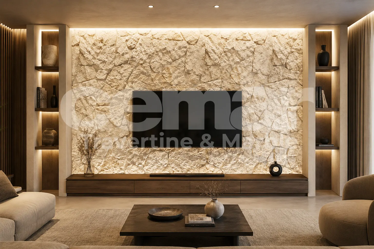 Ivory Rock Face Travertine